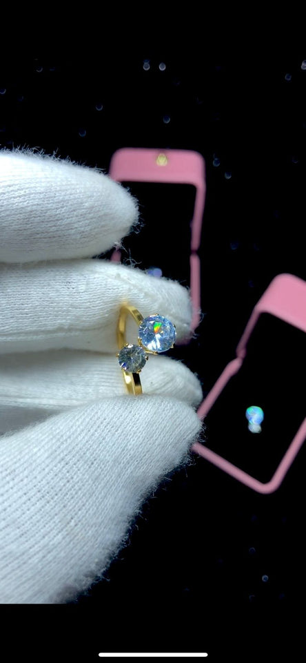 Double Diamond Adjustable Ring